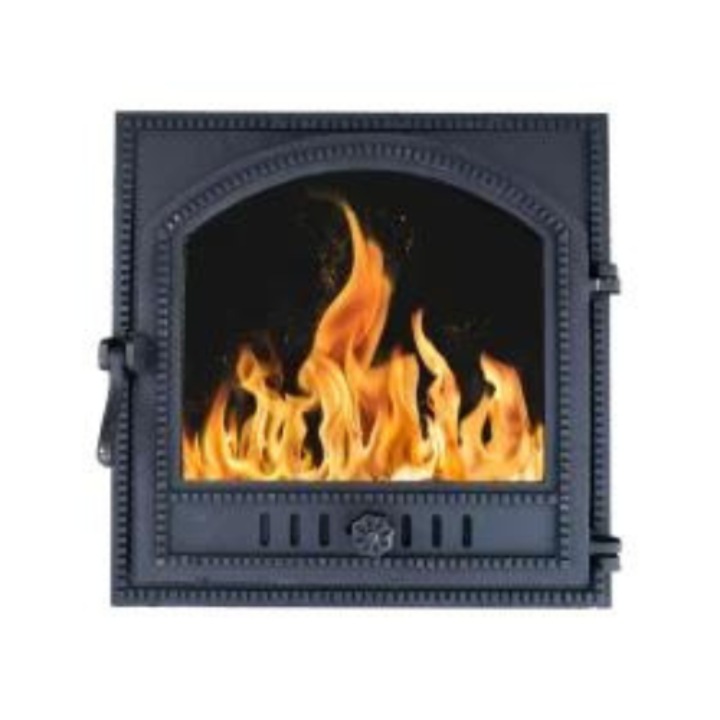 Usa din fonta STIL cu sticla si reglare putere flacara, 480x480 mm