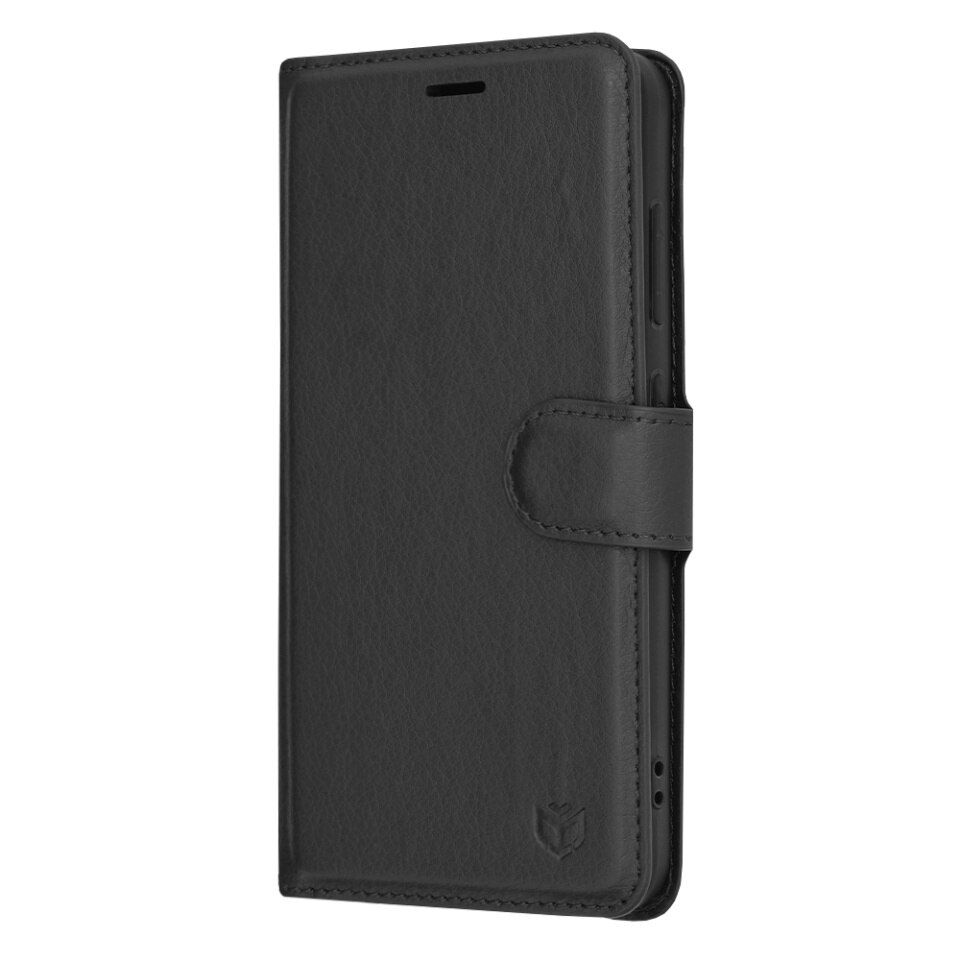 Husa pentru Samsung Galaxy S24 tip Carte, cu Portofel Interior, Finisaje Premium, SKYDDAR Leather Wallet - Negru