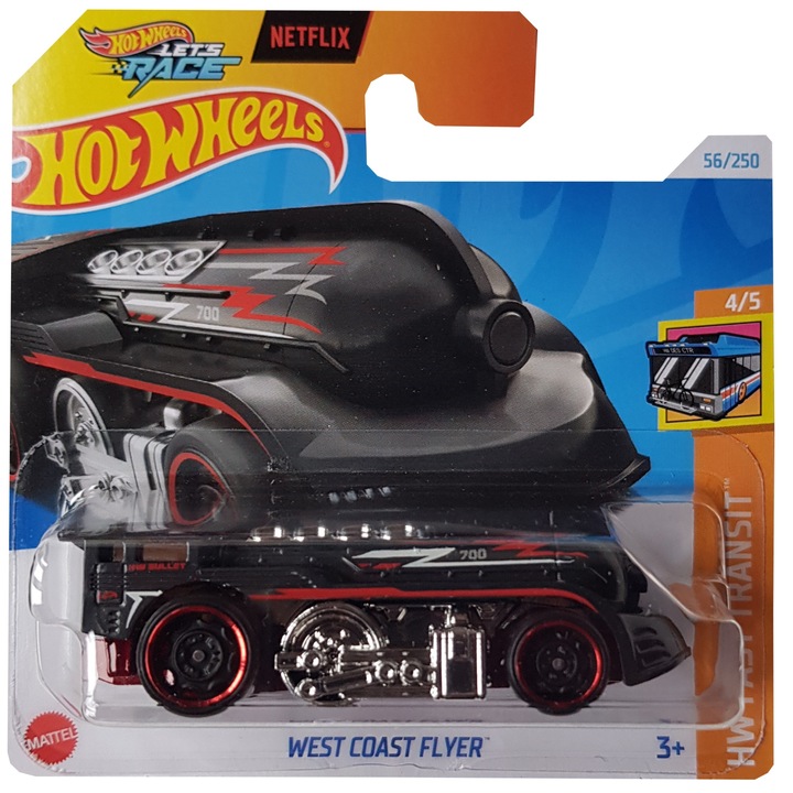 Метална кола Hot Wheels, West Coast Flyer, черна, 1:64