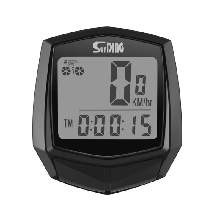 Víz- és porálló kerékpárkomputer, LCD kijelző, több funkciós, MTB és városi kerékpárokhoz, fekete