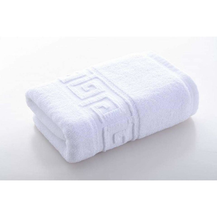 Хавлиена кърпа за хотел, гръцка граница, 100% памук, 50x90 см, 500 грама/кв.м, бяла