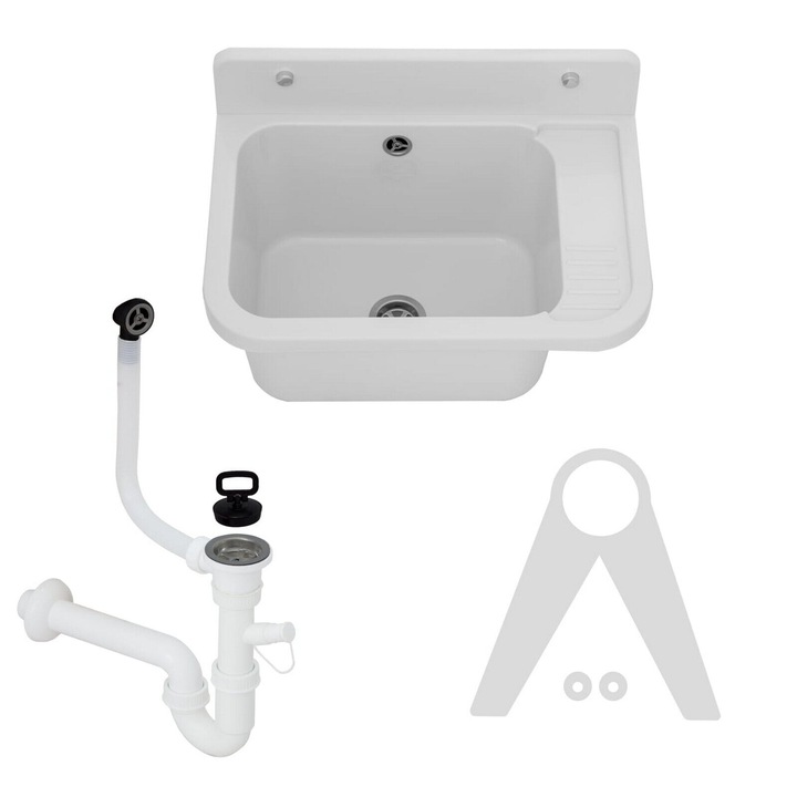 Chiuveta plastic VIGO jgheab spalat exterior gradina garaj atelier alb