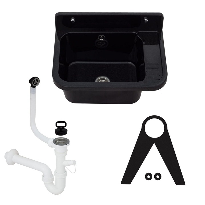 Chiuveta plastic VIGO jgheab spalat exterior gradina garaj atelier negru