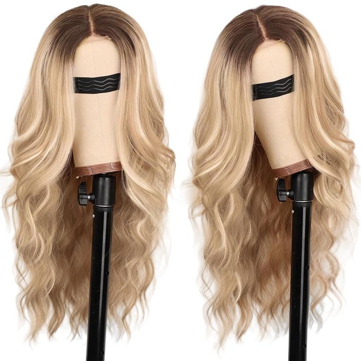 Перука за дами, AxmasPtreeP, синтетични влакна, руса