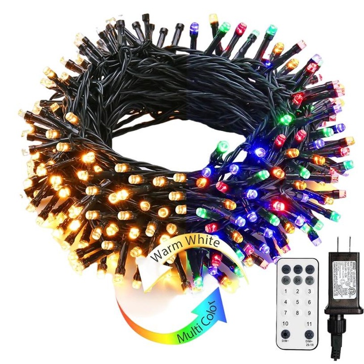 Instalatie de Craciun AxmasPtreeP, 11 moduri de iluminare, multicolor, 30m