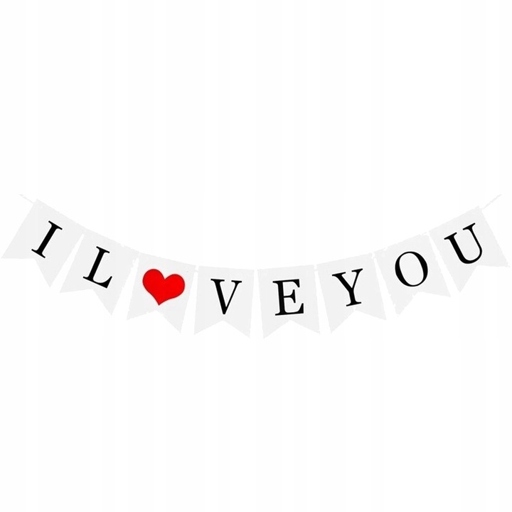 PrzydaSie díszfüzér, "I love you" szívvel, fehér, 20x16cm