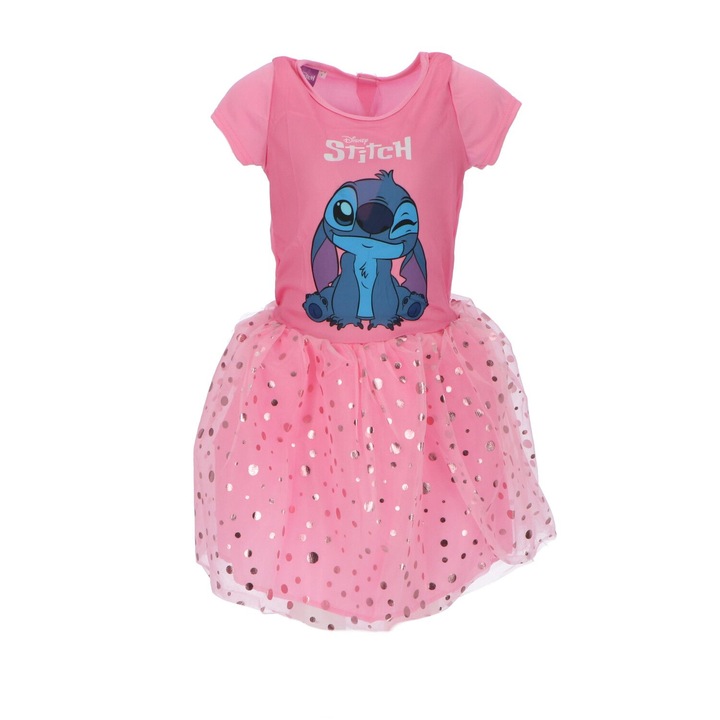 Rochie maneca scurta pentru copii Disney Lilo & Stitch 24679, Roz
