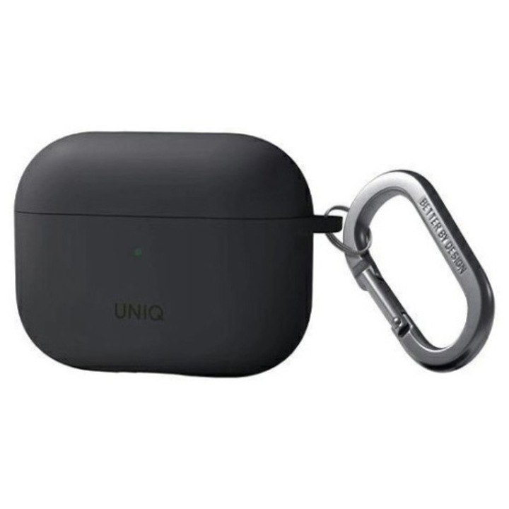 UNIQ Nexo tok AirPods Pro 2 gen (2022/2023) készülékhez, szilikon, fekete