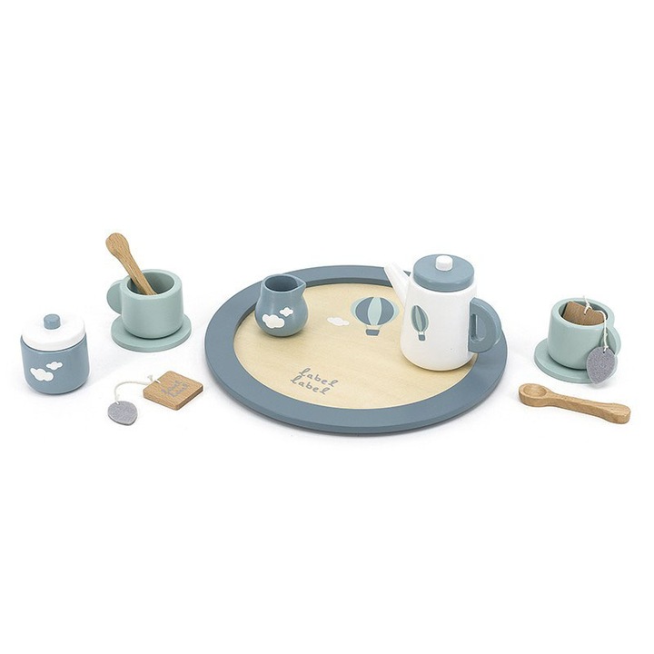 Jucarie din lemn Label Label, Set de ceai, verde
