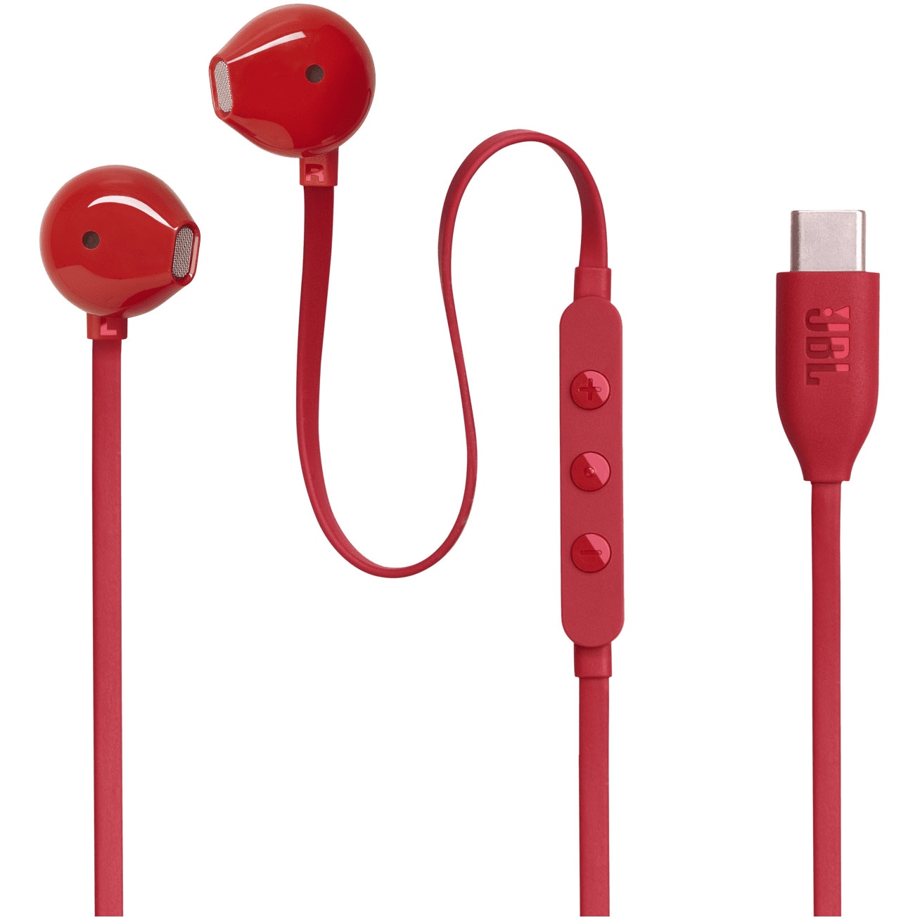 Casti In-Ear cu fir JBL Tune 305C, Pure Bass, Hi-Res, USB-C, Rosu