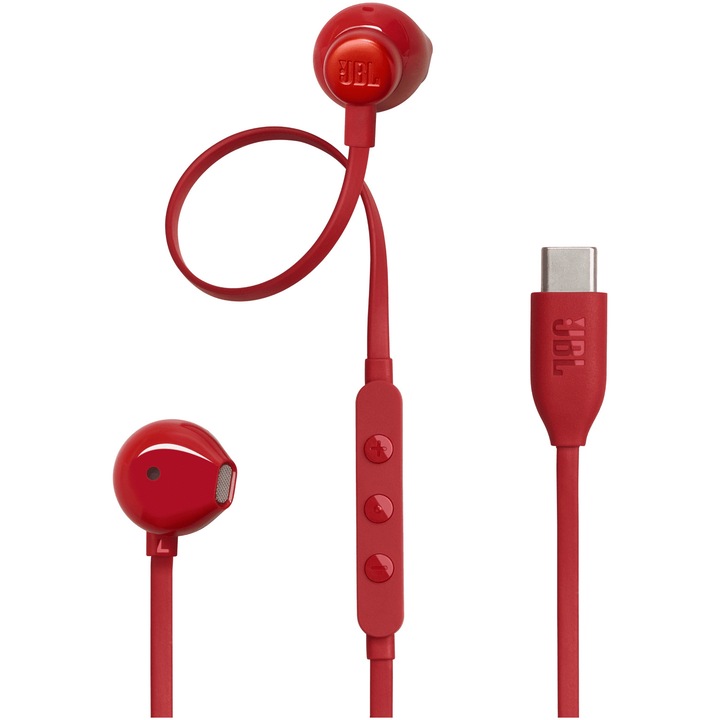 JBL T 305 C Vezetékes USB C fülhallgató, piros