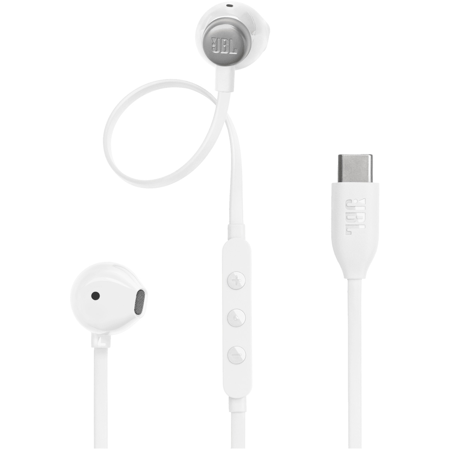 Casti In-Ear cu fir JBL Tune 305C, Pure Bass, Hi-Res, USB-C, Alb