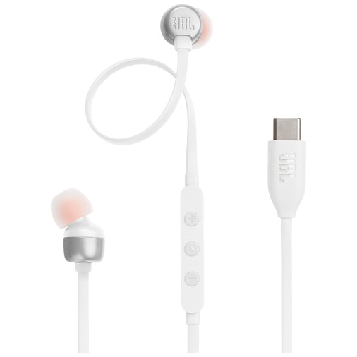 Casti In-Ear cu fir JBL Tune 310C, Pure Bass, Hi-Res, USB-C, Alb