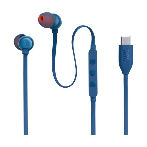 Casti In-Ear cu fir JBL Tune 310C, Pure Bass, Hi-Res, USB-C, Albastru
