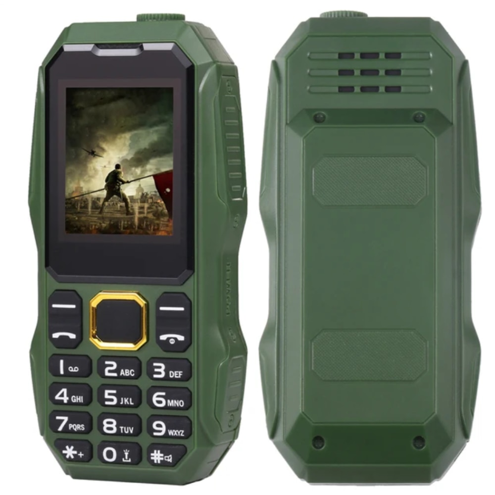 Telefon Militar One Blasko®, Dual Sim cu Carcasa Antisoc, Acumulator de mare putere 5800mah, Lanterna, Radio, Slot Sim