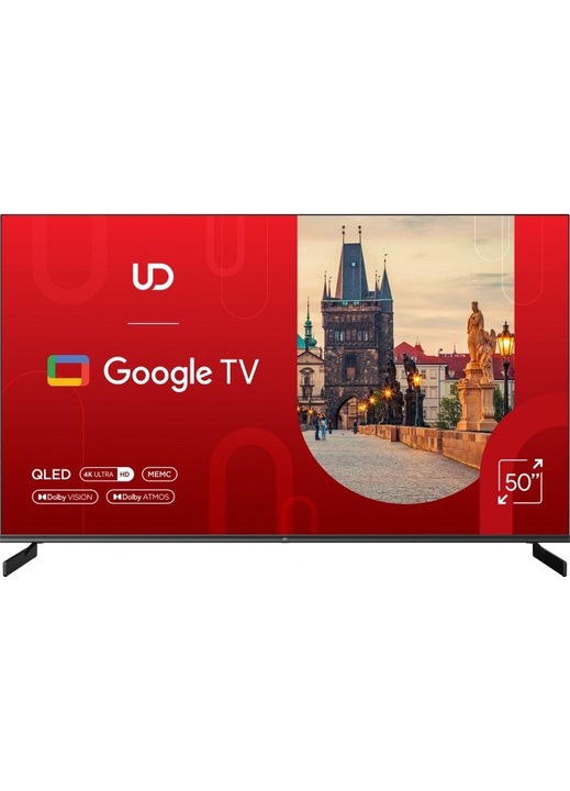 QLED TV, 4K UltraHD, Smart TV, Google TV, черен, 50"