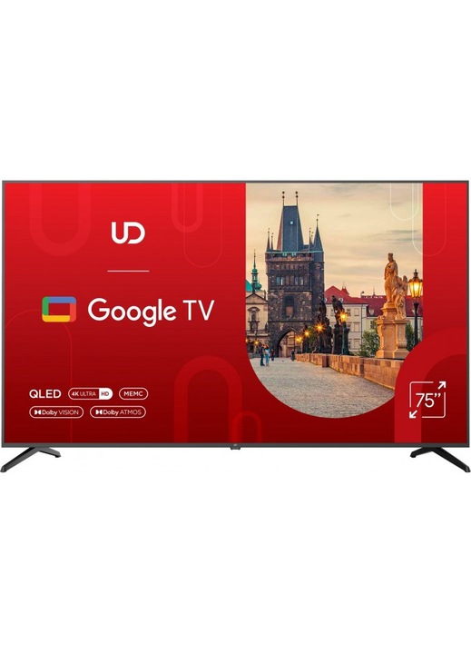 QLED TV, 4K UltraHD, Smart TV, Google TV, бял, 75"