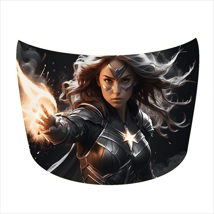 Тунинг фолио за предния капак, модел Wonder Woman, стикер за стикер за кола, устойчивост на външни атмосферни влияния и износване, надеждна защита, уникален дизайн, подобрява външния вид и издръжливостта, размер 150 x 110 cm