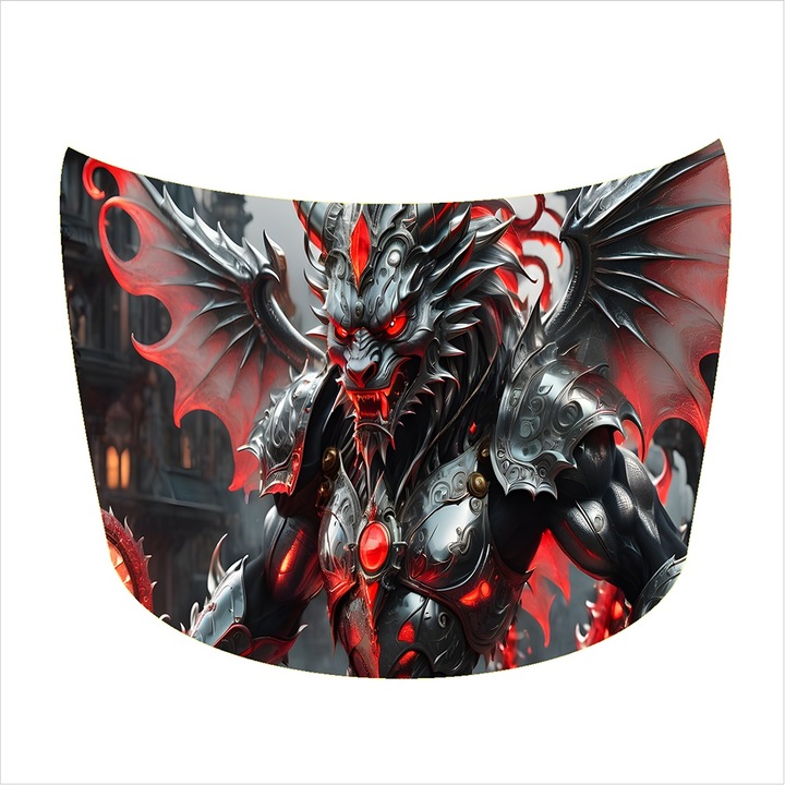 Folie tuning capota, Model Devil, Sticker colantare auto, Rezistenta la exterior, la intemperii si uzura, Protectie fiabila, Design inedit, Imbunatateste aspectul si durabilitatea, Marime 180 x 130 cm