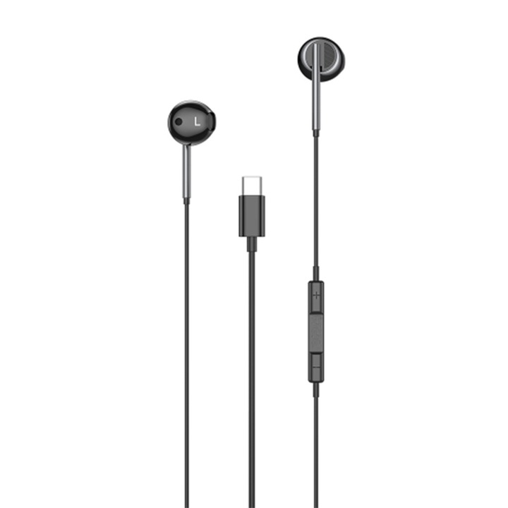 Слушалки Type-C / USB-C, съвместими със Samsung, Huawei, Xiaomi, Motorola, Honor, Oppo, Realme, Nokia, OnePlus, Sony, Google, Clear Sound, кабелен микрофон, контролер, черни