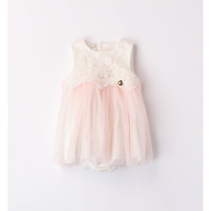 Elegáns ruha hímzett tüll lányoknak, I Do, 4.8126, Pink, Rózsaszín/Krémfehér
