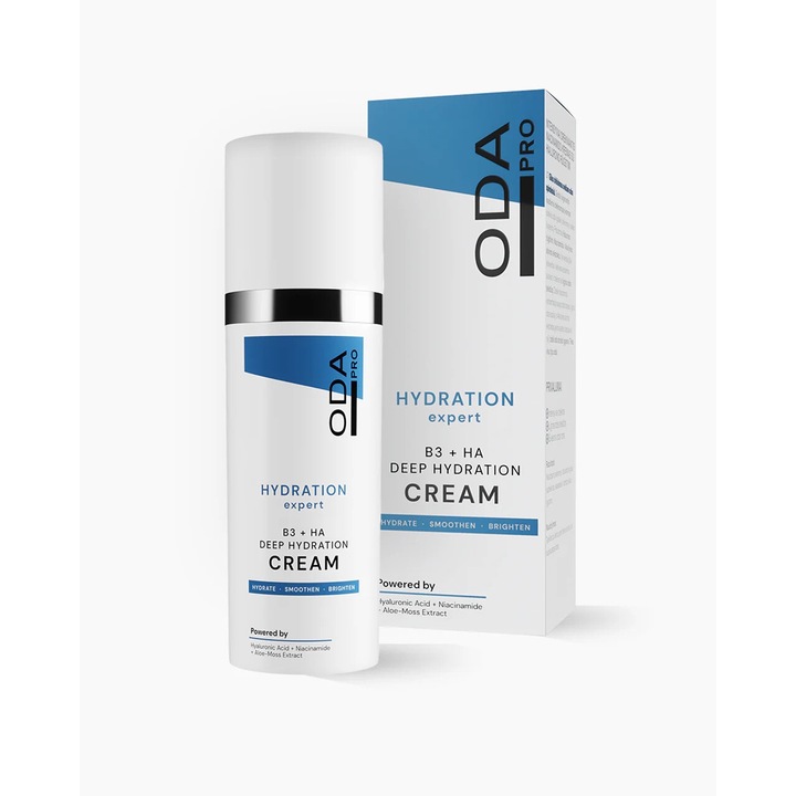 Crema hidratanta cu niacinamida si acid hialuronic / B3 + HA Deep Hydration Cream – ODA PRO, 50 ml