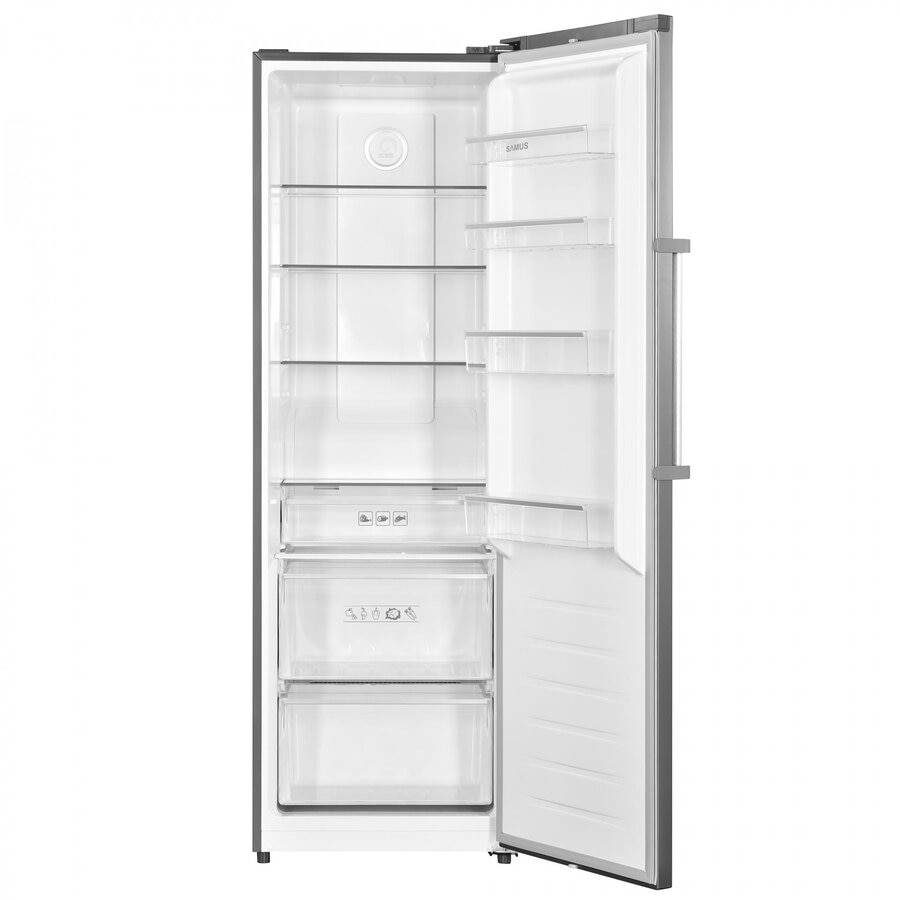 Frigider- Racitor Samus SRX474NFE, 359 L, Full No Frost, Multi Air Flow System, Clasa energetica E, Afisaj electronic LCD, H 185 cm, Inox/Argintiu