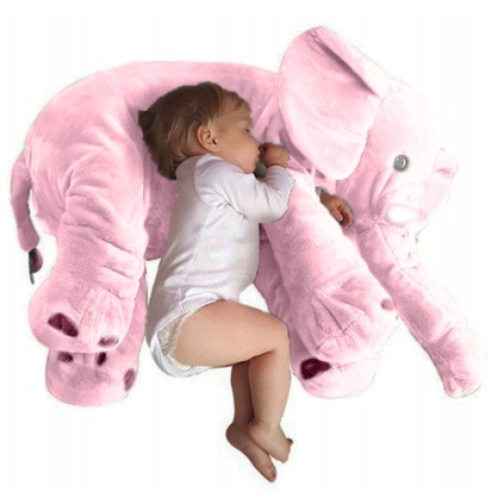 Jucarie de plus, Mis Gustaw, Plus, Elefant, 125cm, Roz