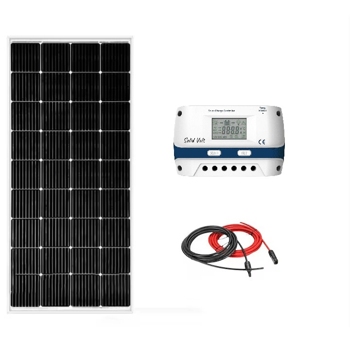 Kit solar fotovoltaic off grid panou solar 10W si regulator/controller 30A si 20 m cablu solar cabana, rulota, casa, autorulota, container, iluminat, Solid Volt