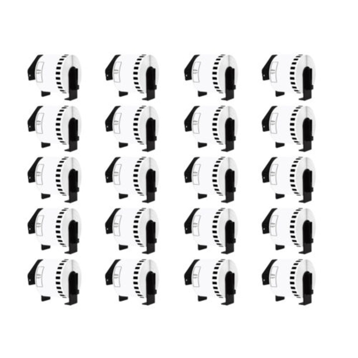 Set de 20 Rola Banda Adeziva DK 22223 50 mm X 30.48 m Alb Compatibile Brother P-Touch QL 1000 Series / QL 1050 / QL 1050 N / QL 1060 N / QL 500 / QL 500 A / QL 550 / QL 560 / QL 570 / QL 580 / QL 580 N / QL 650 TD / QL 700 / QL 710 W / QL 720NW