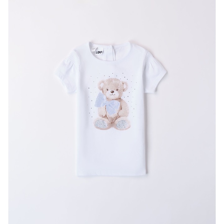 Póló mackómintával és strasszokkal lányoknak, I Do, 4.8741, fehér/kék