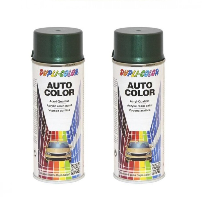 Опаковка от 2 бр спрей боя за автомобили Dacia Dragon Green Metallic Dual Color 350 ml