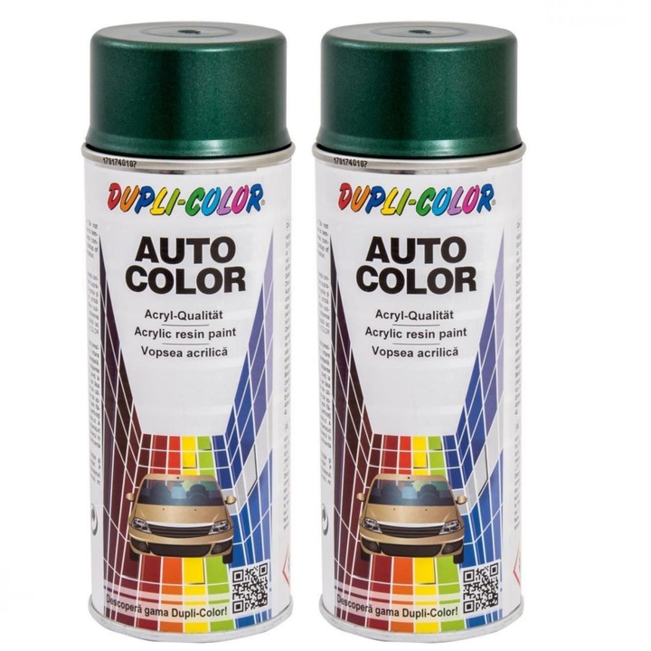 Опаковка от 2 x Dacia металик малахитово зелена спрей боя Dupli-Color 350 ml