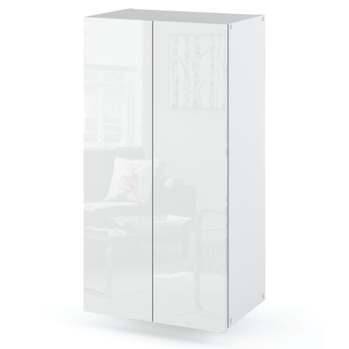 Dulap de perete 40x25x60cm, Mobilier De Baie, Alb Mat Alb Lucios