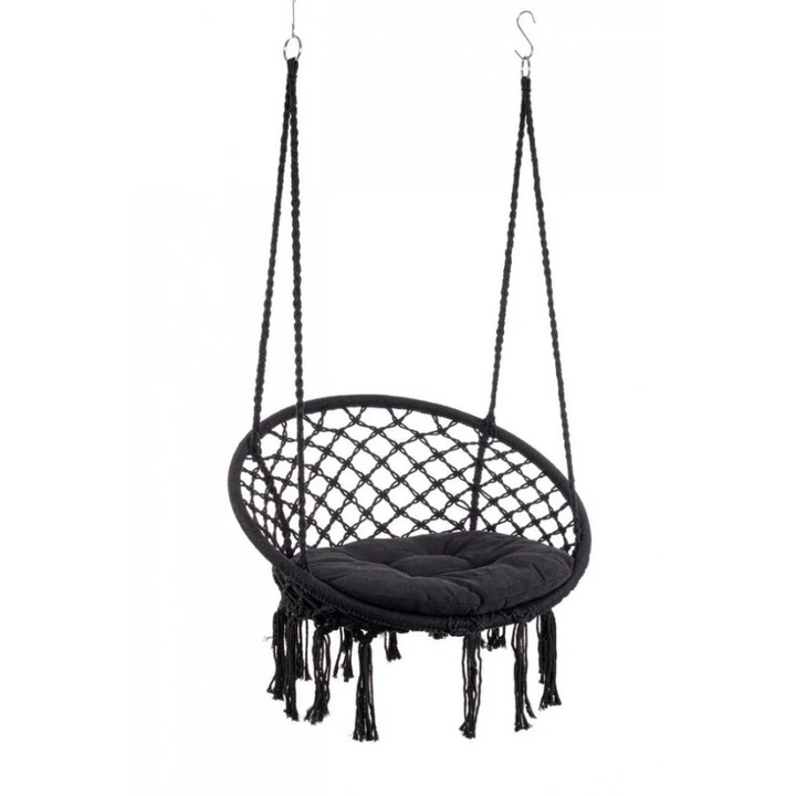 Висящ хамак, кръгъл, черен, 80x130 см, Хавиер, Да