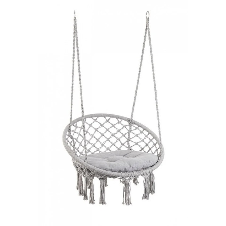Висящ хамак, кръгъл, сив, 80x130 см, Хавиер, Да
