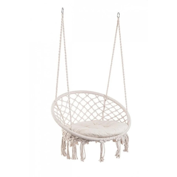 Hamac suspendat, rotund, alb, 80x130 cm, Javier, Yes