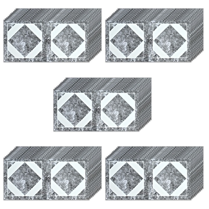 50x eladó Depot ® díszlap készlet, öntapadó, márványutánzat, vastagság 2mm, méretek 30x60cm, fedett felület 9m2, rombuszszürke
