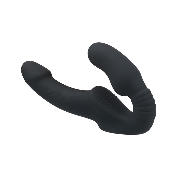 Viselhető vibrátor távirányítóval, 3 az 1-ben, 25 cm, Fekete