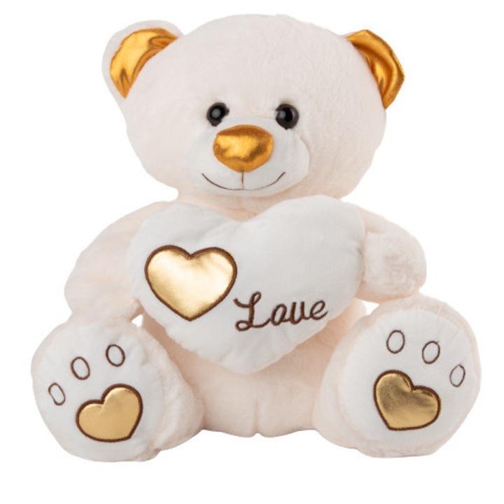 Ursulet Alb cu Inimioara 24 cm