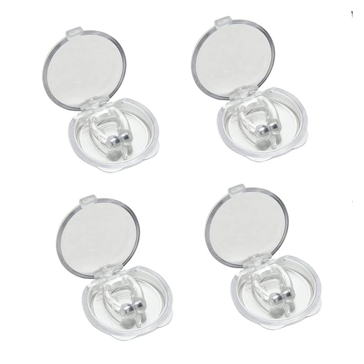 Set 4 Clipsuri Antisforait din Silicon, JUDASTAR, Magnetice, Confortabile, Reutilizabile, Transparent