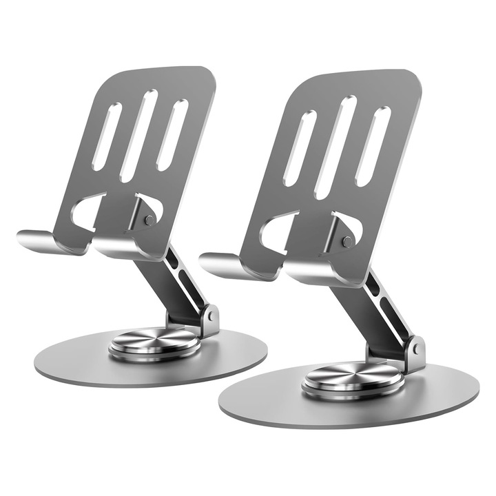 2 db telefontartó készlet, JUDASTAR, állítható, 360 fokban forgatható, csúszásgátló szilikon, szürke, összecsukható