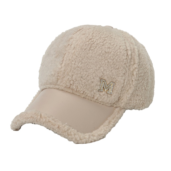 Sapca de iarna pentru femei, Amrinugl, Poliester, Bej, 56-60cm