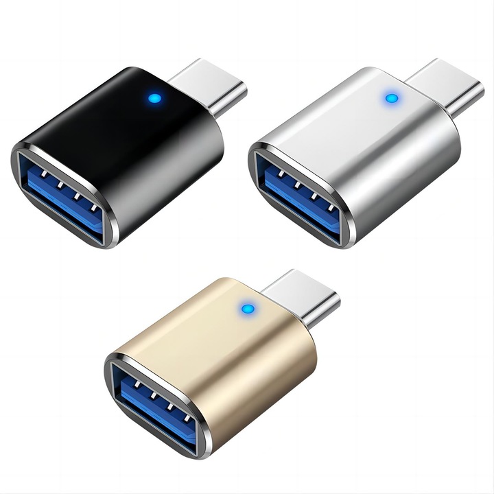Комплект от 3 адаптера JUDASTAR USB C към USB 3.0, OTG, цинк, 5Gb/s, многоцветен