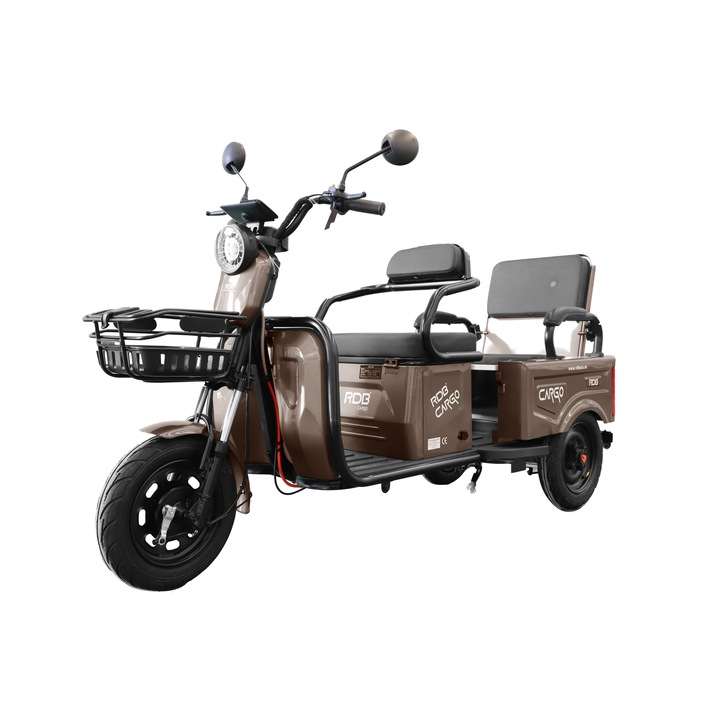 Triciclu Electric RDB CARGO, fara permis, 2000W, 25km/h, Maro+CIV