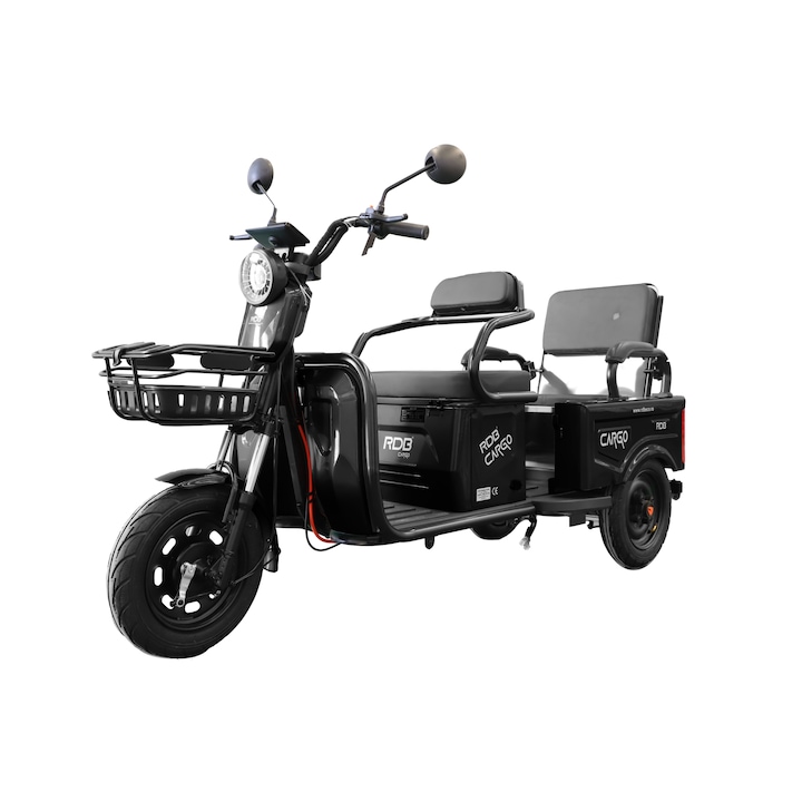 Triciclu Electric RDB CARGO, fara permis, 2000W, 25km/h, Negru+CIV