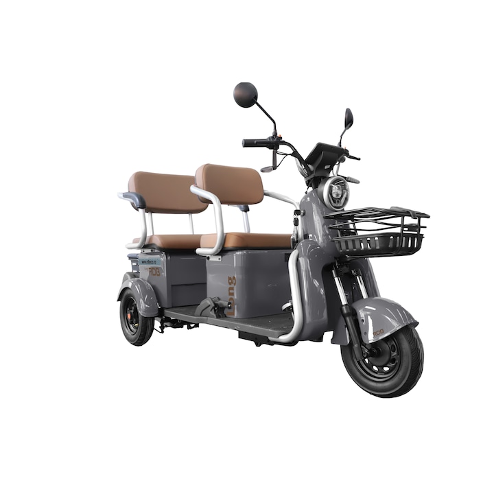 Triciclu Electric RDB LONG, fara permis, 2000W, 25km/h, Gri+CIV