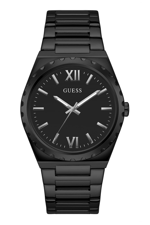GUESS, Ceas quartz de otel inoxidabil, Negru