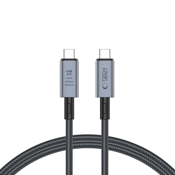 Tech-Protect USB Type-C - USB Type-C adat- és töltőkábel - Tech-Protect Ultraboost USB 4.0 / 8K / 40 Gbps / PD240 Cable - 240W - szürke