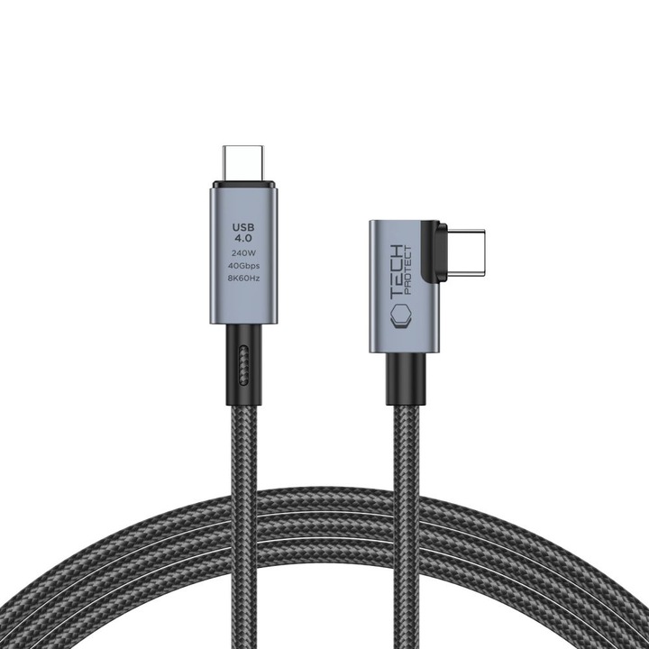 Tech-Protect USB Type-C - USB Type-C adat- és töltőkábel - Tech-Protect Ultraboost USB 4.0 / 8K / 40 Gbps / PD240 Cable - 240W - szürke